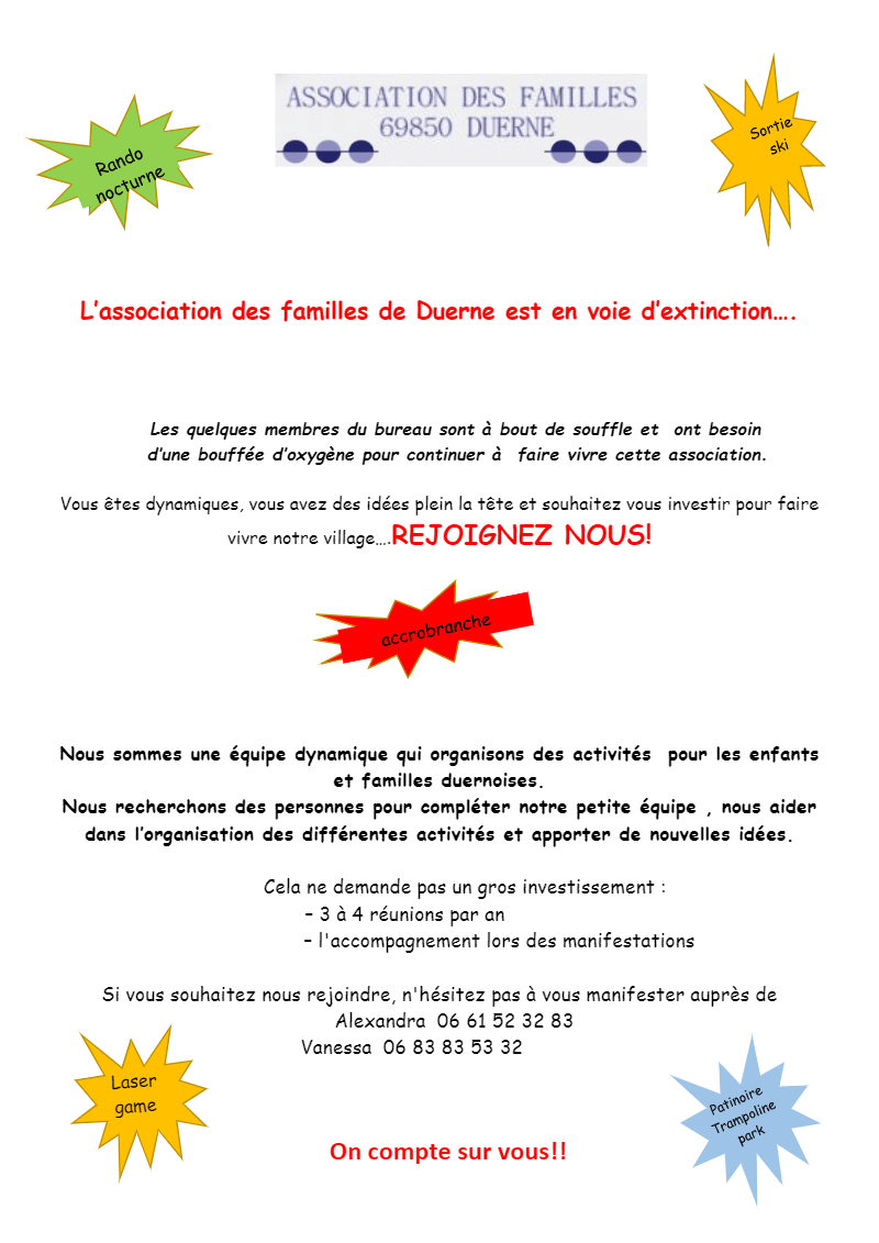 You are currently viewing Appel de l’Association des Familles de Duerne