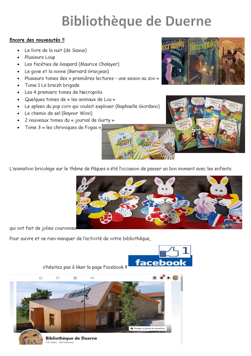 You are currently viewing Bibliothèque – infos d’avril