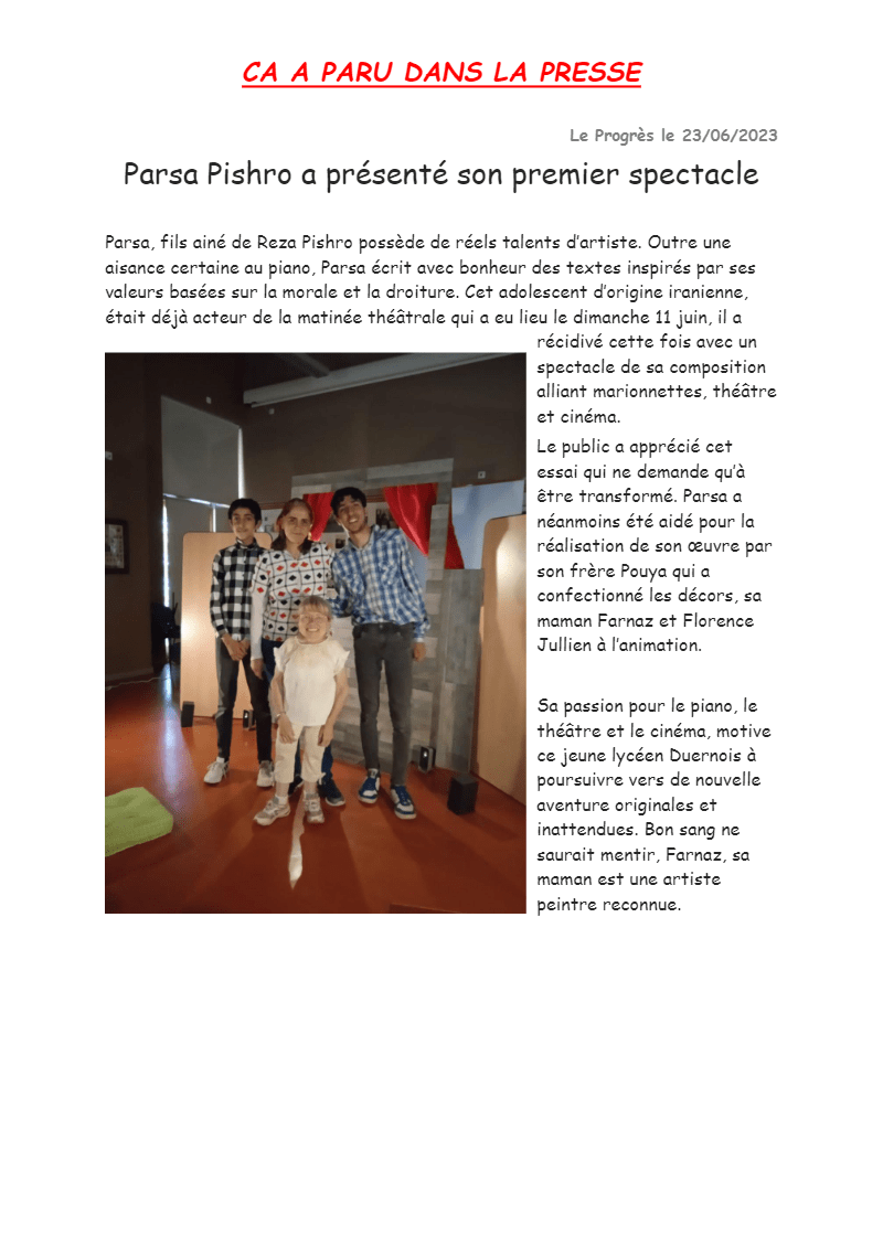 You are currently viewing Cela  a paru dans la presse !