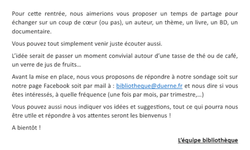 Café Littéraire à la bibliothèque