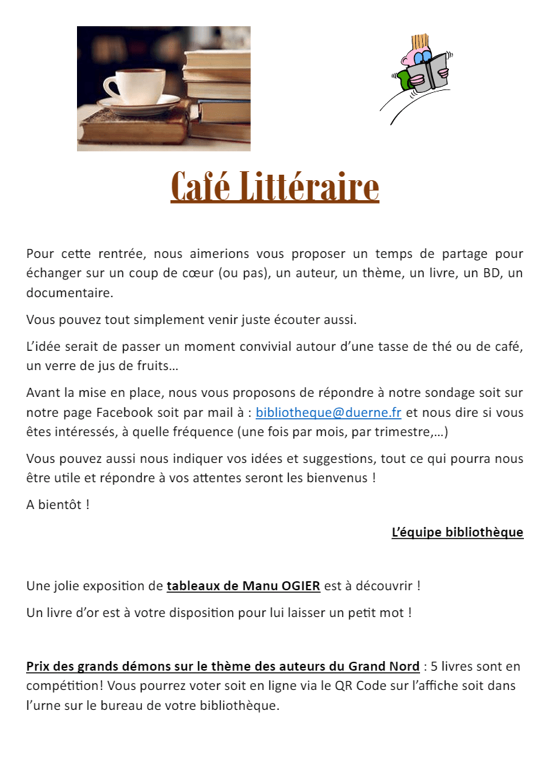 You are currently viewing Café Littéraire à la bibliothèque