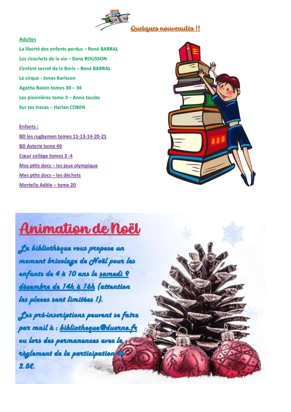 You are currently viewing Bibliothèque – les infos de décembre