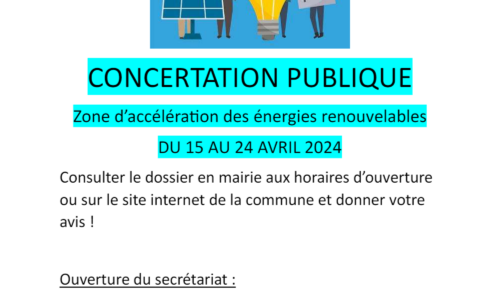 Concertation publique – Zone d’accélération  des énergies renouvelables
