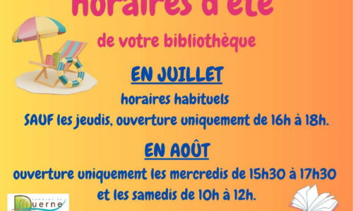 Horaires d&rsquo;été à la Bibliothèque